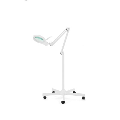 Lupa de pé branco com luz circular verde