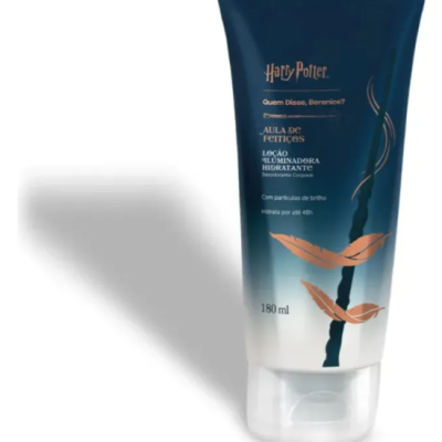 Frasco tubo loção hidratante Harry Potter azul e branco