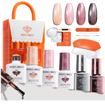 Conjunto de vernizes de gel Modelones com acessórios e lâmpada UV
