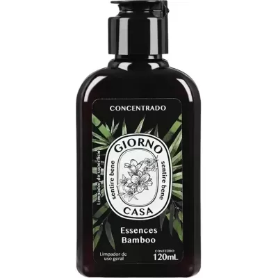 Frasco preto de concentrado líquido Essences Bamboo da GIORNO CASA com tampa de rosca