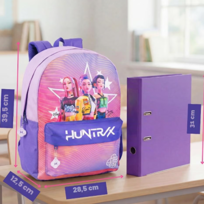 Mochila&#x20;Escolar&#x20;Rosa&#x20;K-Pop&#x20;Demon&#x20;Hunters&#x20;HUNTR&#x2F;X&#x20;para&#x20;Meninas