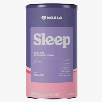 Embalagem cilíndrica de suplemento alimentar KOALA Sleep sabor morango
