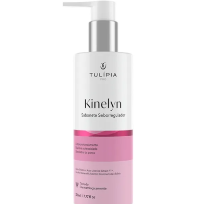 Frasco branco de sabonete com doseador e rótulo rosa e branco