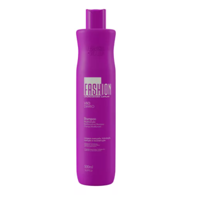 Frasco plástico roxo de champô Fashion Cronograma Capilar de 500ml com tampa de pressão