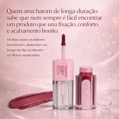Batom&#x20;Duo&#x20;Matte&#x20;E&#x20;Gloss&#x20;Longa&#x20;Dura&#x00E7;&#x00E3;o&#x20;Double&#x20;Layer&#x20;Ruby&#x20;Rose&#x20;DL60