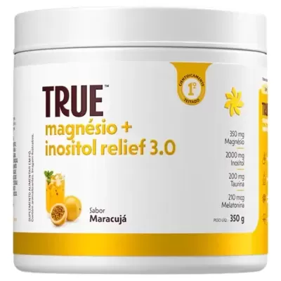 Frasco suplemento magnésio e inositol sabor maracujá