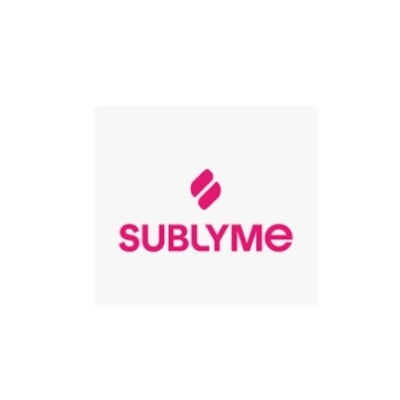 Logótipo SUBLYME rosa sobre fundo branco