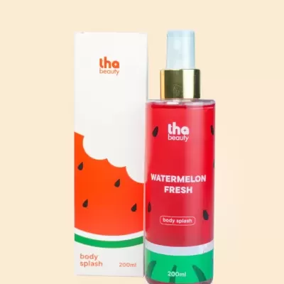 Frasco e caixa de body splash com design de melancia e texto WATERMELON FRESH 200ml