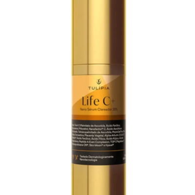 Frasco dourado de serum Nano Sérum Clareador Life C+
