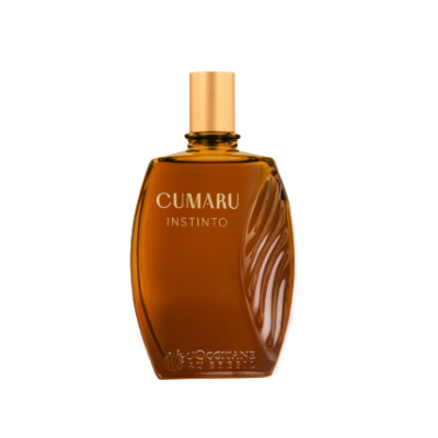 Frasco de perfume âmbar Cumaru Instinto com tampa dourada