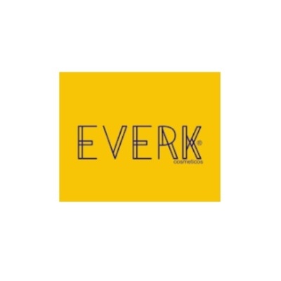 Logótipo com texto EVERK® cosméticos em fundo amarelo