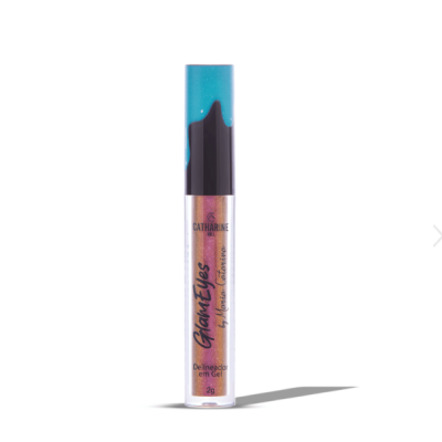 Delineador em gel dourado Glam Eyes com tampa azul turquesa