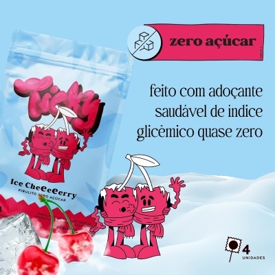 Ticky&#x20;Pirulito&#x20;Zero&#x20;A&#x00E7;&#x00FA;car&#x20;Sabor&#x20;Cherry&#x20;Ice,&#x20;4&#x20;Pirulitos