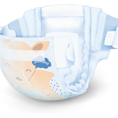 Fralda descartável para bebé com desenho de ursinho e fechos de velcro