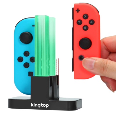 Suporte de carregamento kingtop para comandos Nintendo Switch Joy-Con com comandos azul e vermelho