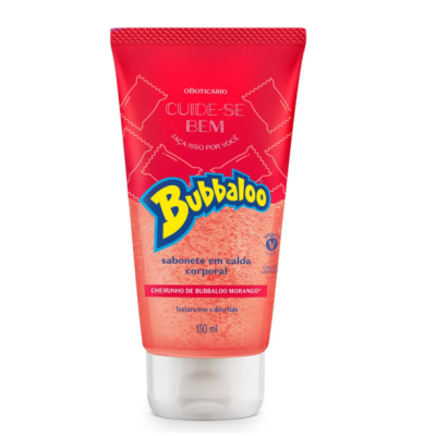 Frasco de sabonete corporal Bubbloo vermelho com tampa branca