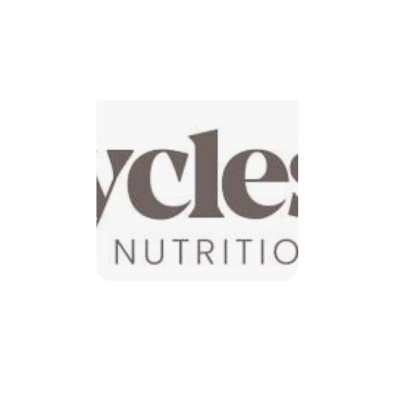 Parte de logotipo com texto 'ycles NUTRITIO' em fundo branco