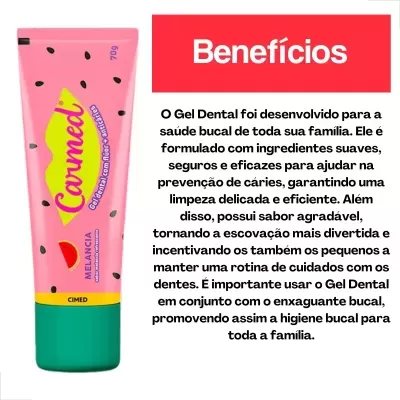 Gel&#x20;Dental&#x20;com&#x20;Fl&#x00FA;or&#x20;Carmed&#x20;Sabor&#x20;Melancia&#x20;70&#x20;g&#x2705;PRONTA&#x20;ENTREGA