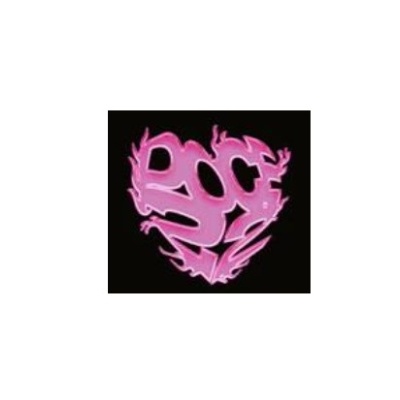 Logótipo rosa em forma de coração com texto ROC 97 em fundo preto