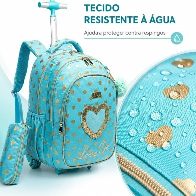 Kit&#x20;Mochila&#x20;Infantil&#x20;Cora&#x00E7;&#x00E3;o&#x20;Dourado&#x20;Azul&#x20;com&#x20;Lancheira&#x20;e&#x20;Estojo