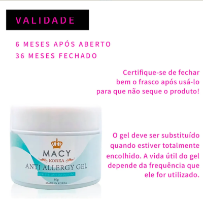 Antial&#x00E9;rgico&#x20;Gel&#x20;Macy&#x20;80ml&#x20;Para&#x20;Cola&#x20;Alongamento&#x20;de&#x20;Pestanas