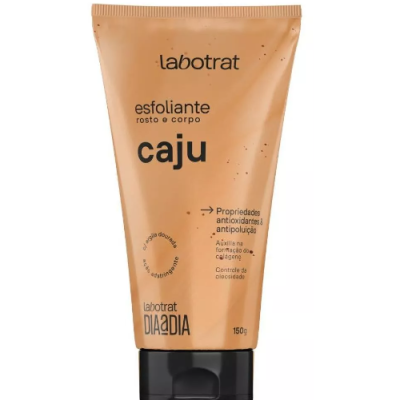 Tubo esfoliante Labotrat caju para rosto e corpo com tampa preta