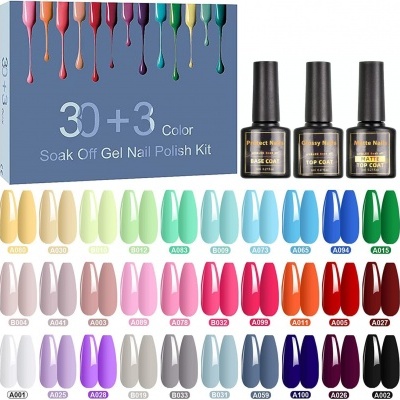 Kit de vernizes gel soak off com 33 cores e 3 frascos
