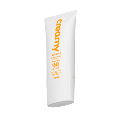 Frasco branco de loção facial com protector solar FPS 60