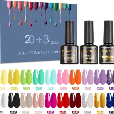 Kit de vernizes de gel com várias cores e três frascos adicionais