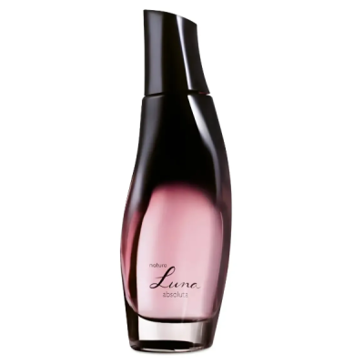Frasco de perfume Natura Luna Absoluta em vidro com degradê roxo.