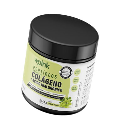 Pote de suplemento Peptídeos de Colágeno e Ácido Hialurónico Wpink