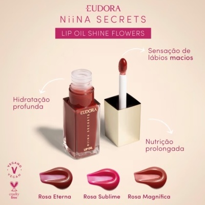 Lip&#x20;Oil&#x20;Shine&#x20;Flowers&#x20;Rosa&#x20;Sublime&#x20;Niina&#x20;Secrets&#x20;7ml