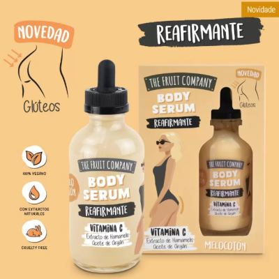 Frascos de sérum corporal reafirmante The Fruit Company com vitamina C e extrato de hamamélis para glúteos