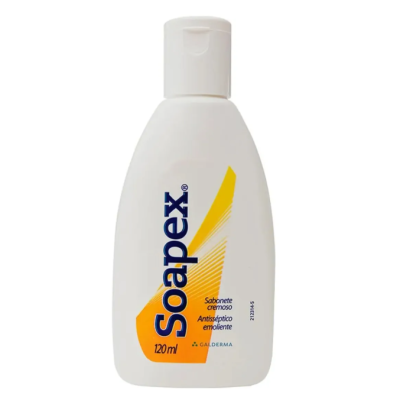 Frasco branco de sabonete cremoso Soapex 120 ml