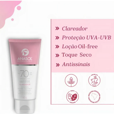 Protetor&#x20;Solar&#x20;Facial&#x20;Fps&#x20;70&#x20;Clareador&#x20;Anasol&#x20;-&#x20;60g