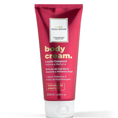 Tubo vermelho de creme corporal com tampa branca