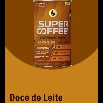 Lata castanha de café em pó Super Coffee Caffeine Army sabor Doce de Leite