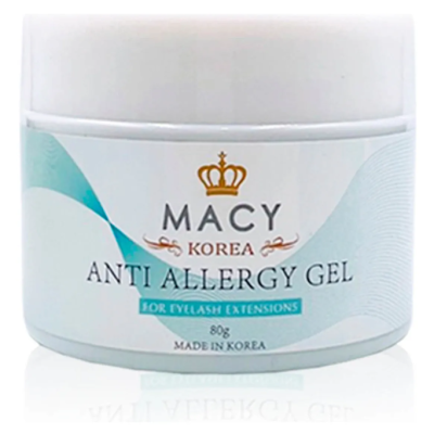 Frasco branco de gel anti-alérgico para extensões de pestanas da marca MACY KOREA
