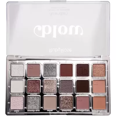 Paleta de sombras de olhos com 18 tons variados, embalagem transparente