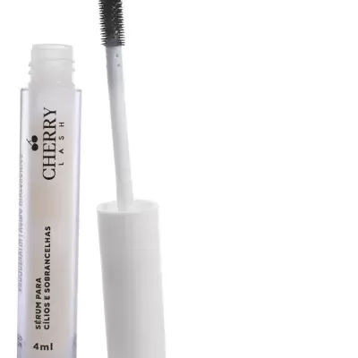Sérum para cílios e sobrancelhas Cherry Lash 4ml com aplicador de cerdas pretas e tampa branca