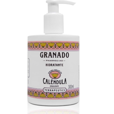 Frasco de creme hidratante Granado Calêndula com doseador