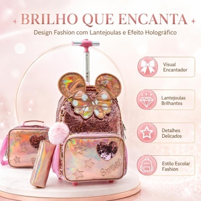 Kit&#x20;Mochila&#x20;de&#x20;Rodinhas&#x20;Infantil&#x20;&#x2B;&#x20;Lancheira&#x20;&#x2B;&#x20;Estojo&#x20;-&#x20;Estilo&#x20;Princesa&#x20;com&#x20;Lantejoulas