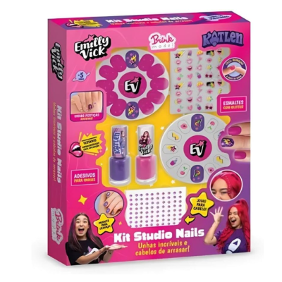 Kit de unhas decorativas Kit Studio Nails com vernizes e adesivos