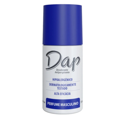 Desodorizante antiperspirante Dap roll-on azul e branco
