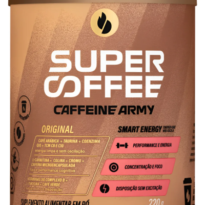 Embalagem de suplemento alimentar em pó Super Coffee Caffeine Army Original castanha e dourada