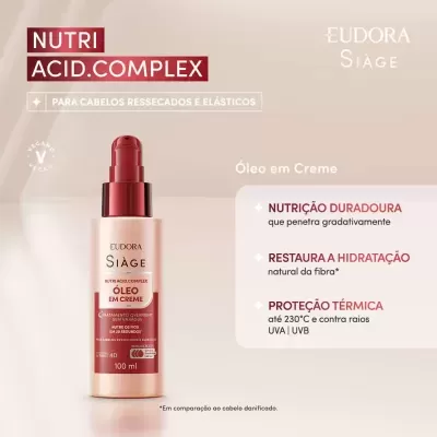 Frasco de óleo em creme Nutri Acid.Complex para cabelo da Eudora Siàge