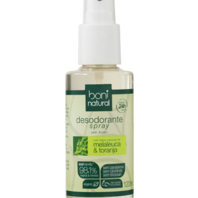 Frasco spray desodorizante Boni Natural melaleuca e toranja 120ml