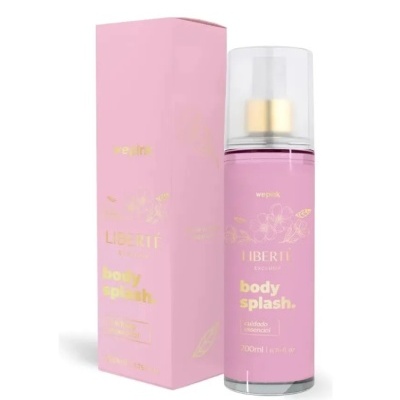 Embalagem e frasco rosa body splash da marca wepink LIBERTÉ EXCLUSIF