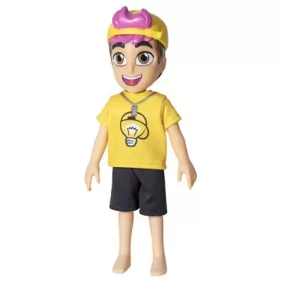 Boneco com camisa amarela e calções pretos