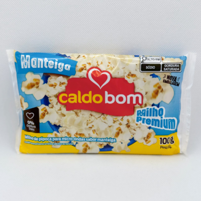 Pacote de milho para pipoca Caldo Bom Milho Premium sabor manteiga 100g